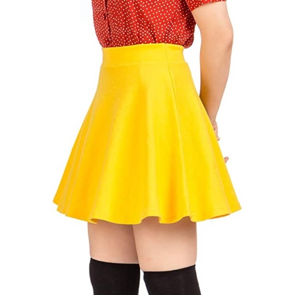 Yellow High Waisted Skater Skirt - Picture 2 of 3